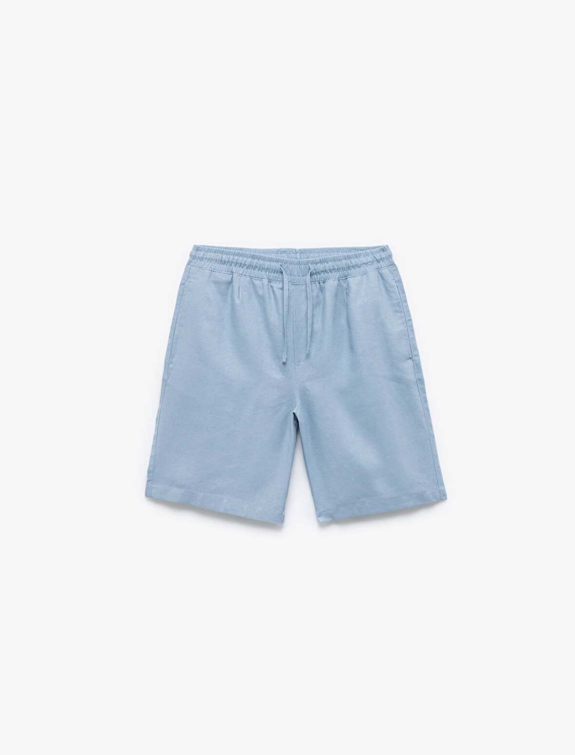 Cepli Keten Viskon Karışımlı Bermuda Oversize Beli Bağcıklı Şort