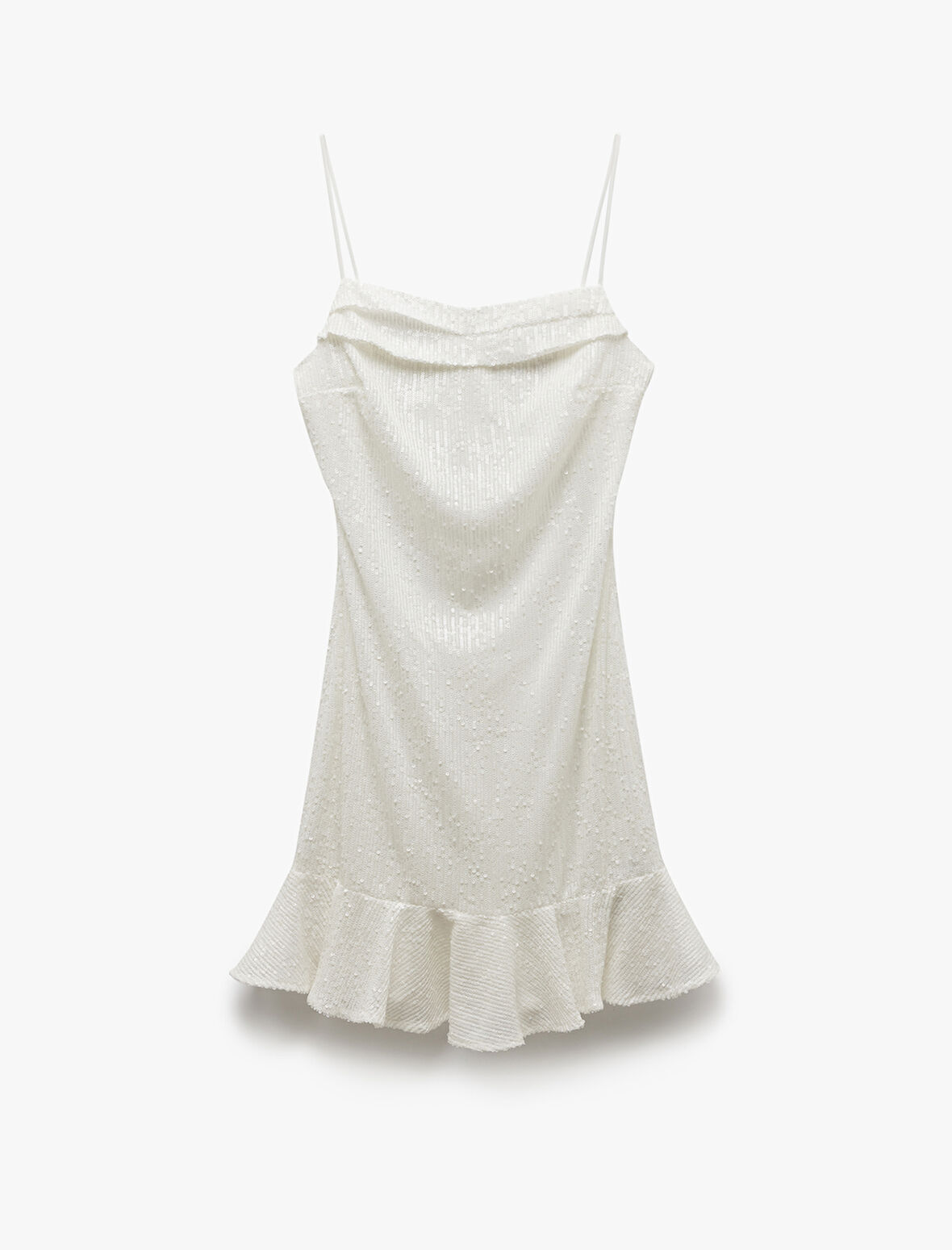 İp Askılı Volanlı Mini Pullu Payetli Bridal Elbise