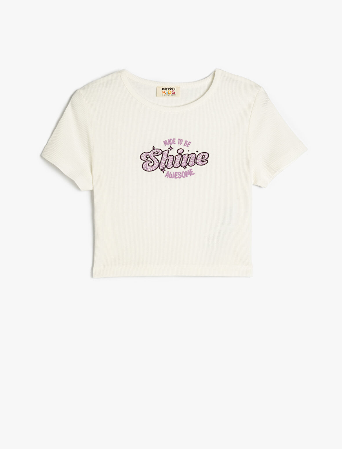 Slogan Baskılı Bisiklet Yaka Pamuklu Crop Tişört