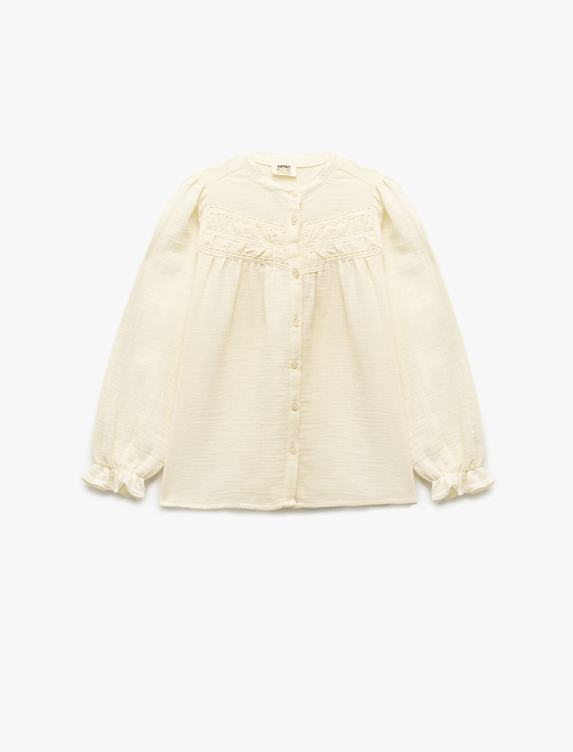 Uzun Kollu Bisiklet Yaka Düğmeli Pamuklu Gömlek