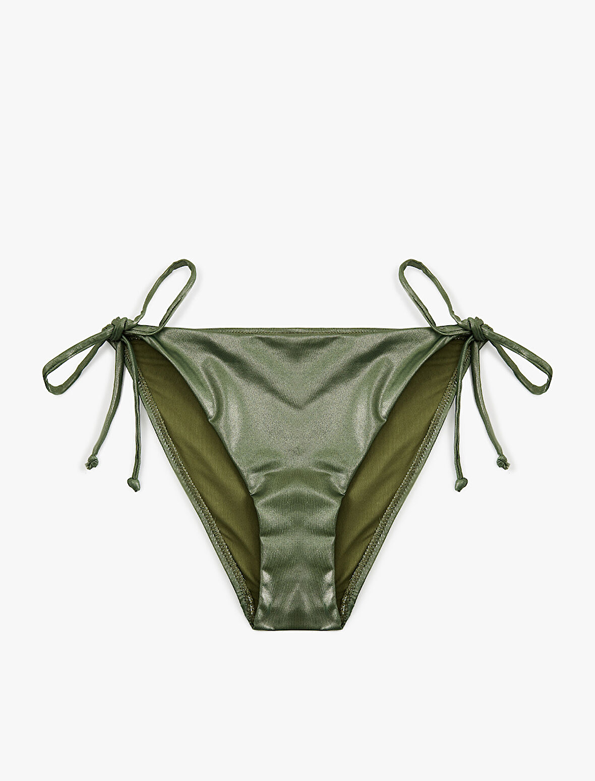 Astarlı Biyeli Yanları İpli Parlak Bikini Altı