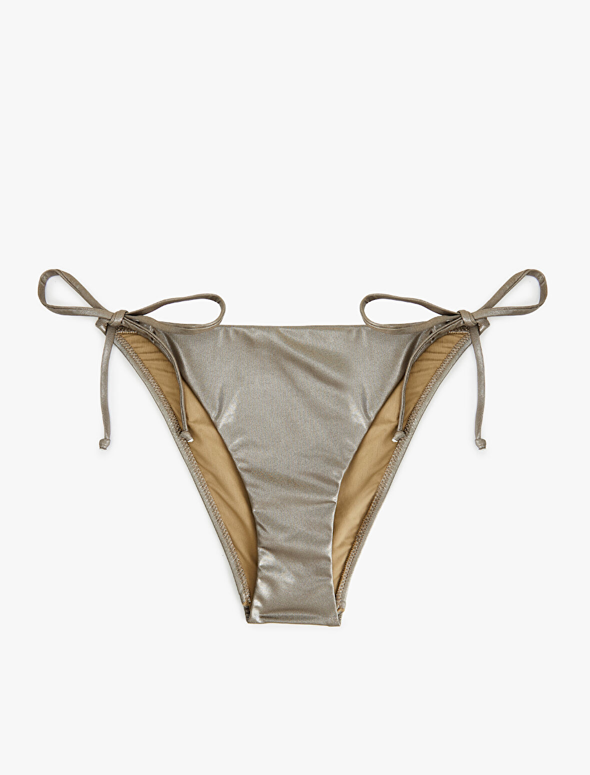 Astarlı Biyeli Yanları İpli Parlak Bikini Altı