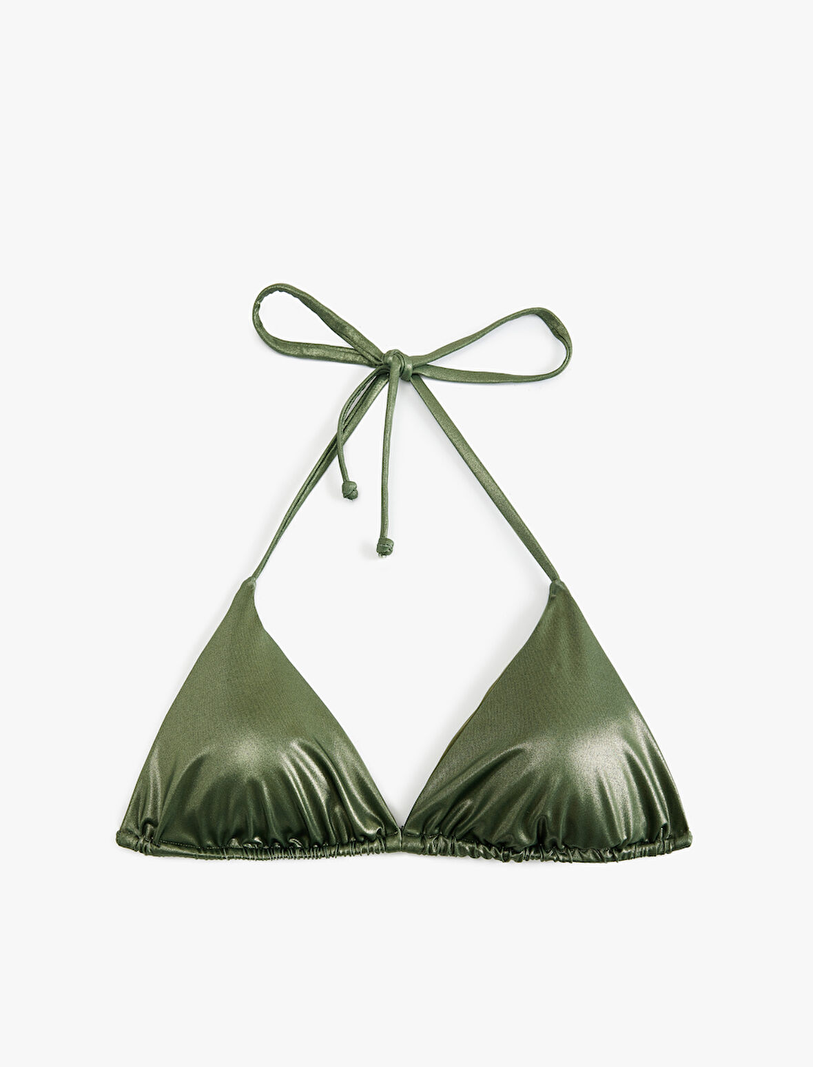 İnce Askılı Parlak Üçgen Bikini Üstü