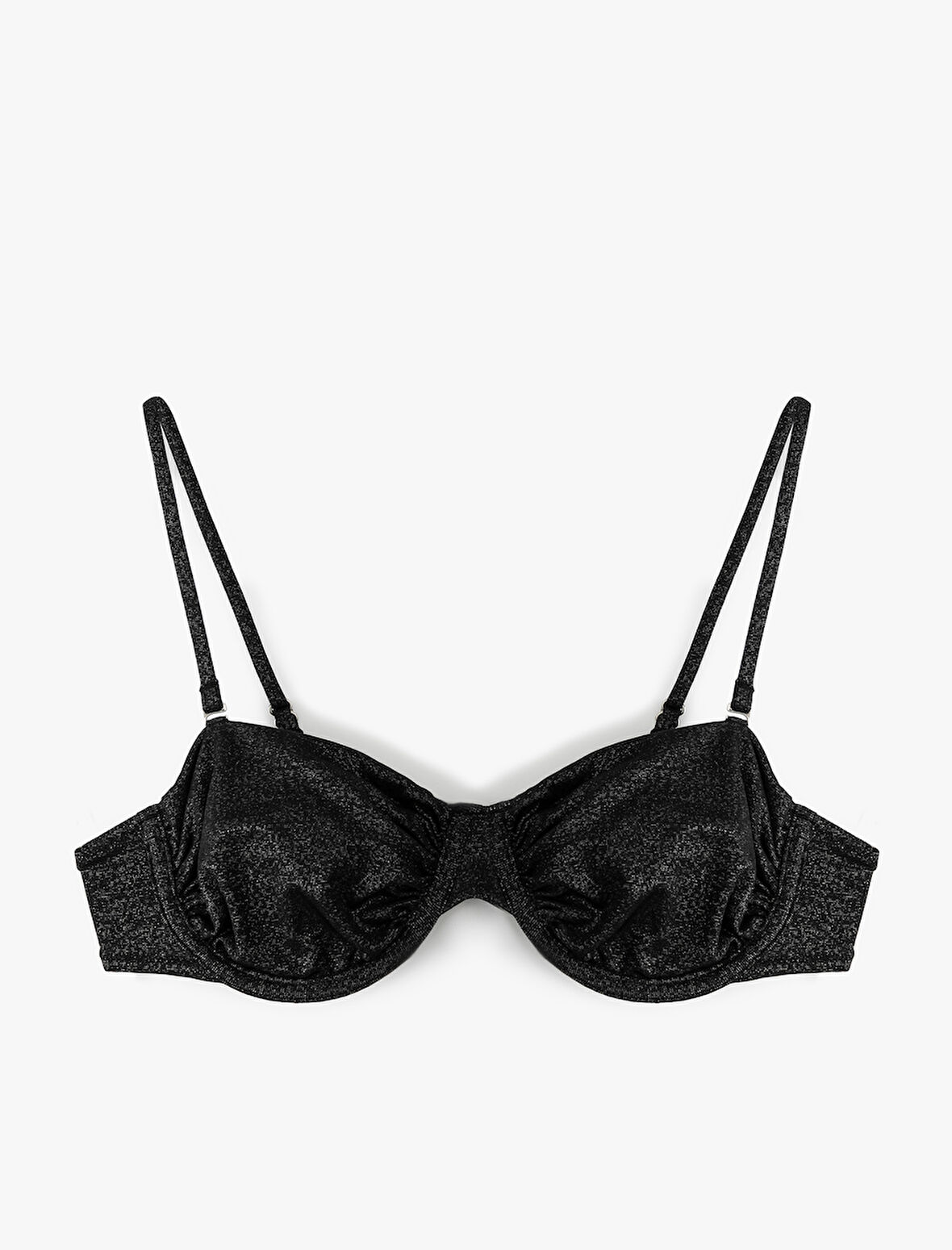 Simli Parlak Balenli Straplez Bikini Üstü