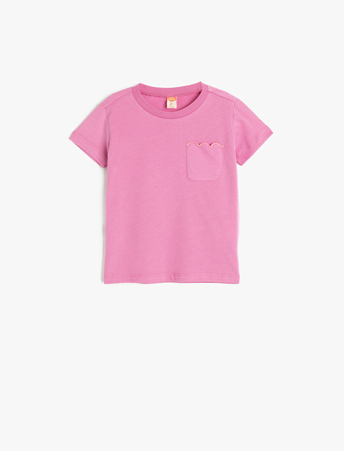 Pamuklu Bisiklet Yaka Kısa Kollu Cep Detaylı Basic Tişört