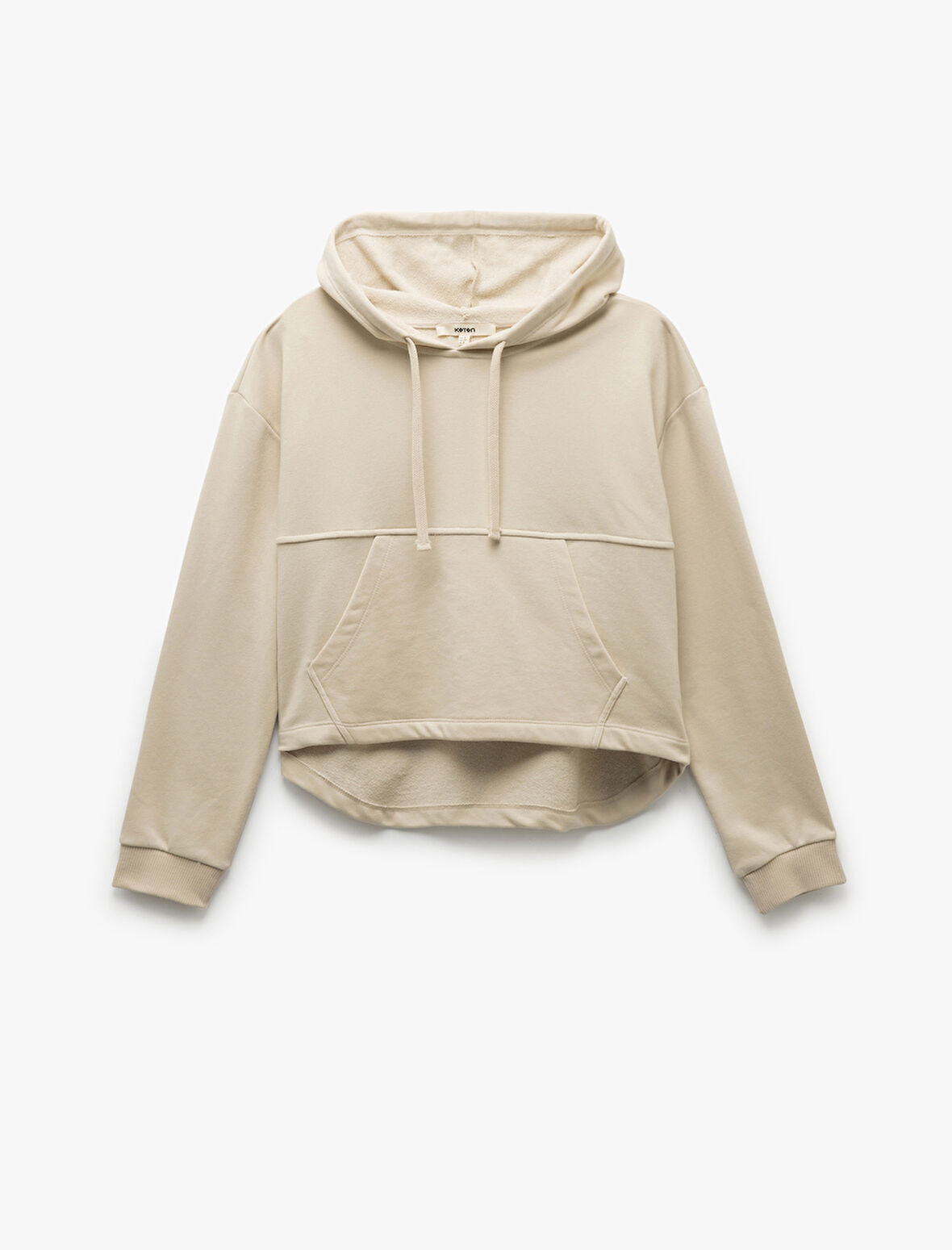 Üç İplik Cepli Uzun Kollu Kapüşonlu Sweatshirt