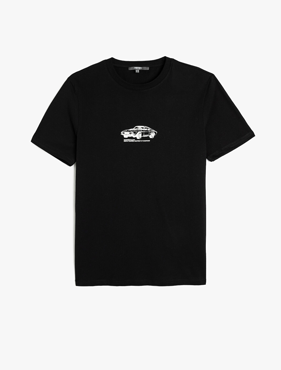 Bisiklet Yaka Kısa Kollu Pamuklu Baskılı Slim Fit Tişört