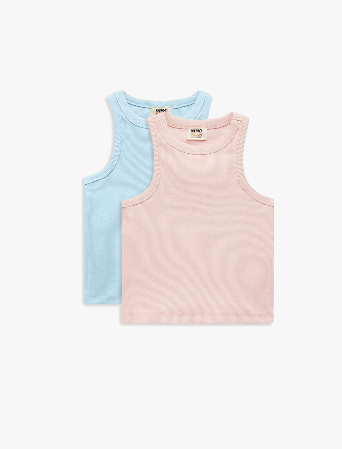 Ribanalı Kolsuz Bisiklet Yaka Pamuklu 2'li Ribanalı Atlet Seti