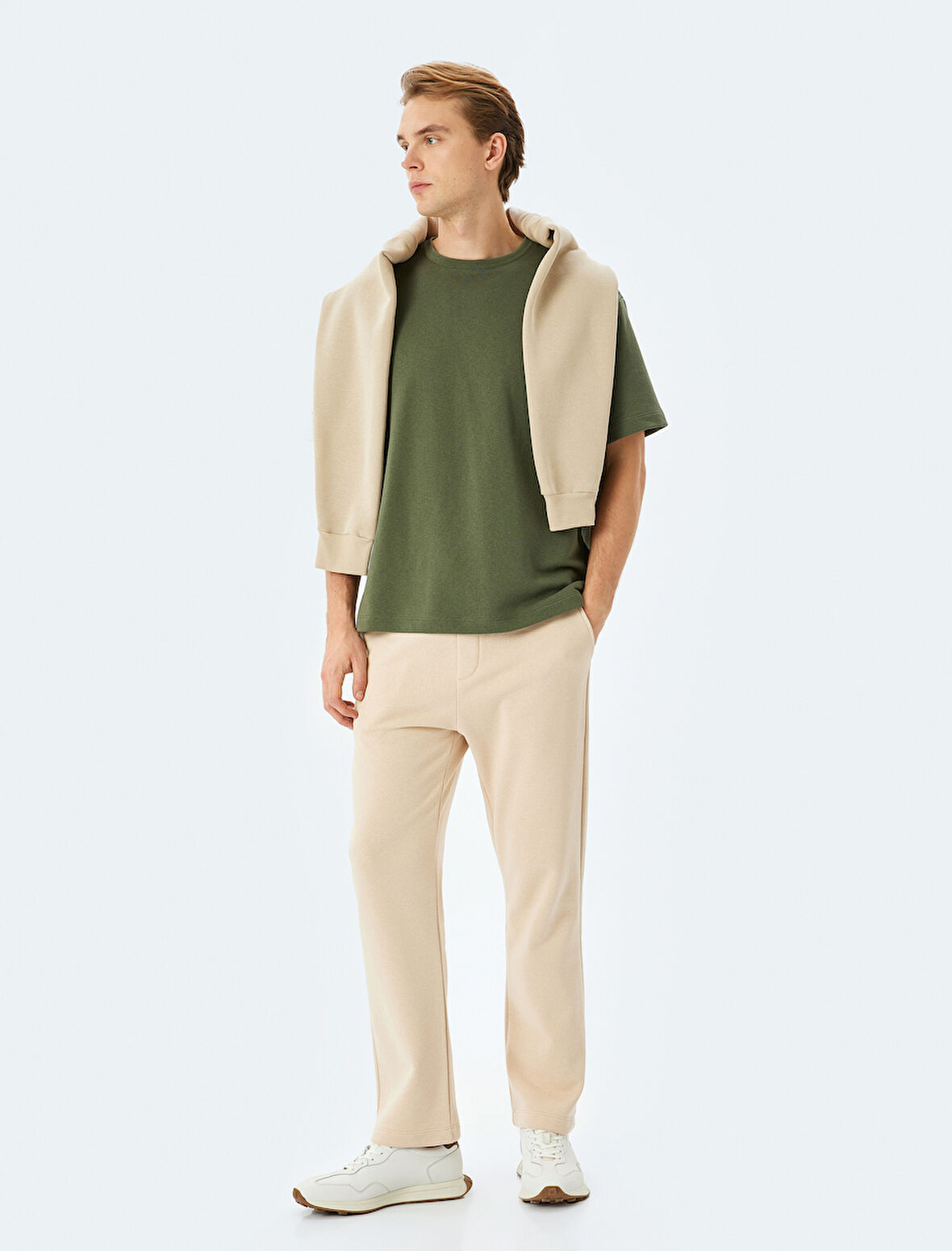 Pamuk Karışımlı Cep Detaylı Regular Fit Şardonlu Beli Bağcıklı Eşofman Altı