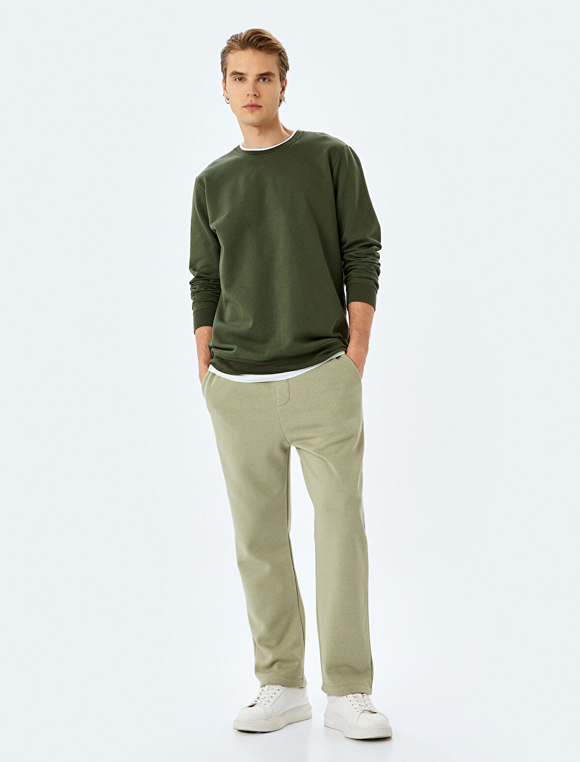 Pamuk Karışımlı Cep Detaylı Regular Fit Şardonlu Beli Bağcıklı Eşofman Altı