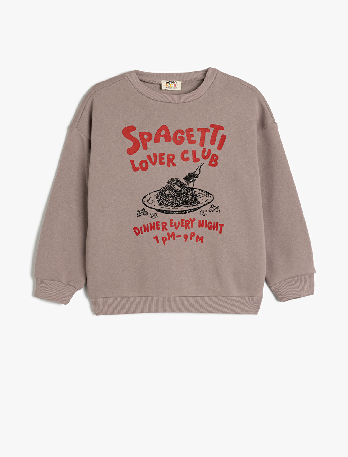 Bisiklet Yaka Uzun Kollu Slogan Baskılı Sweatshirt