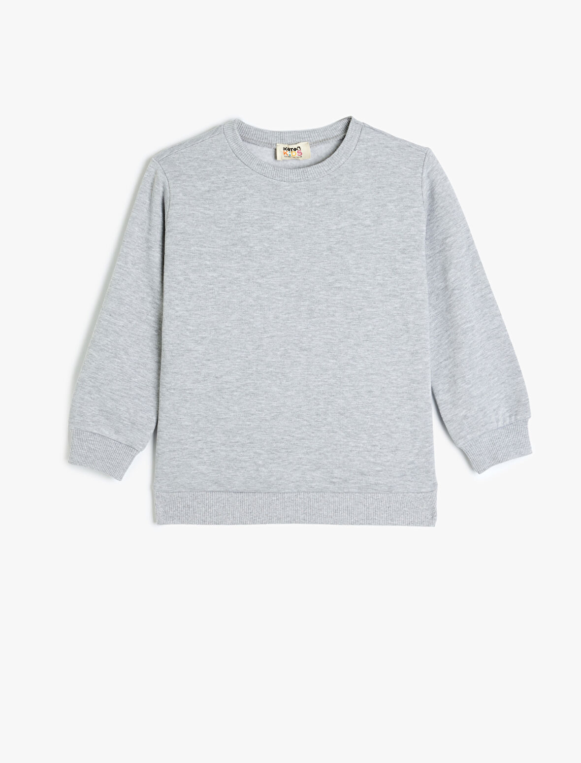 Pamuklu Şardonlu Bisiklet Yaka Uzun Kollu Basic Sweatshirt