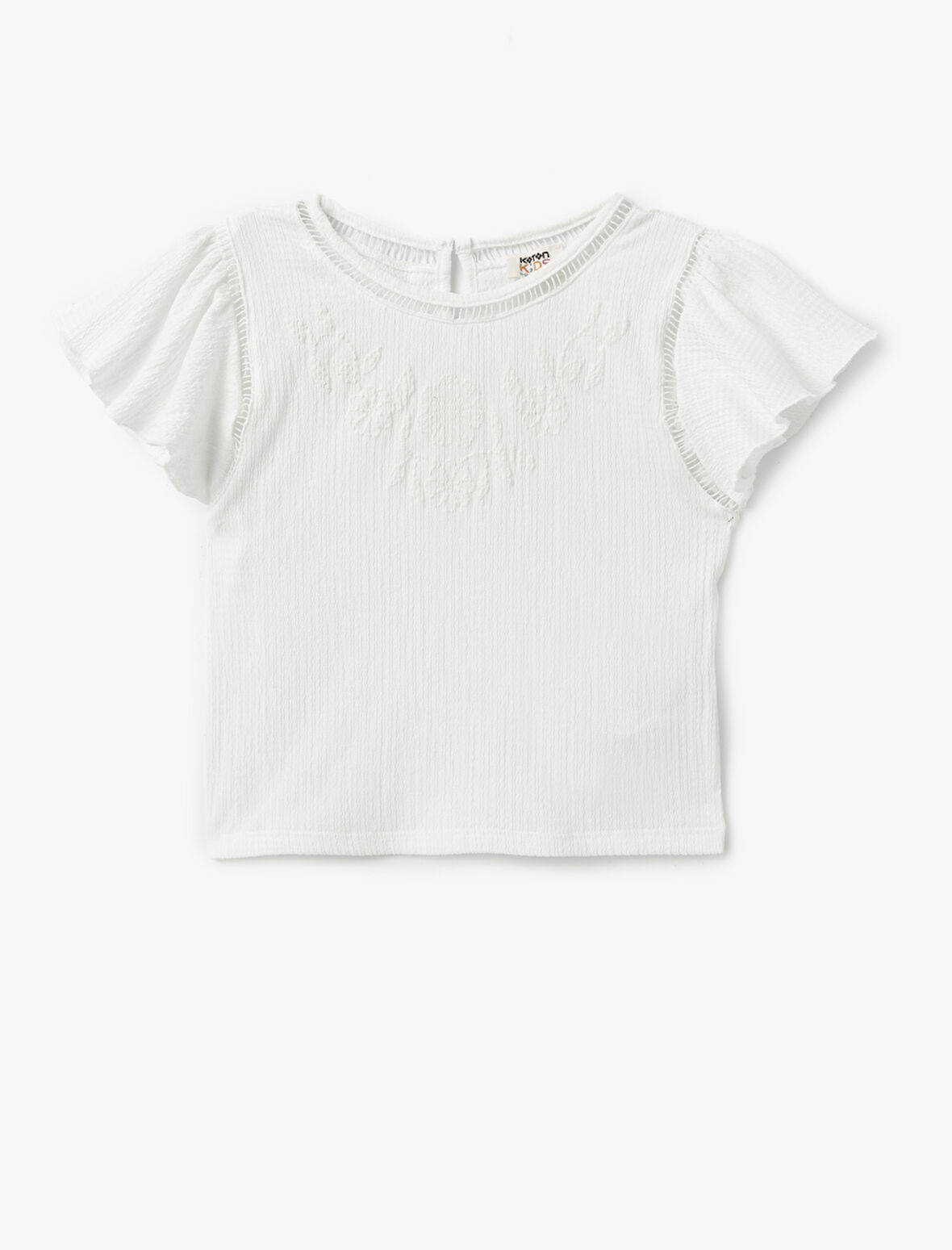 Bisiklet Yaka Kısa Kollu Dokulu Bluz