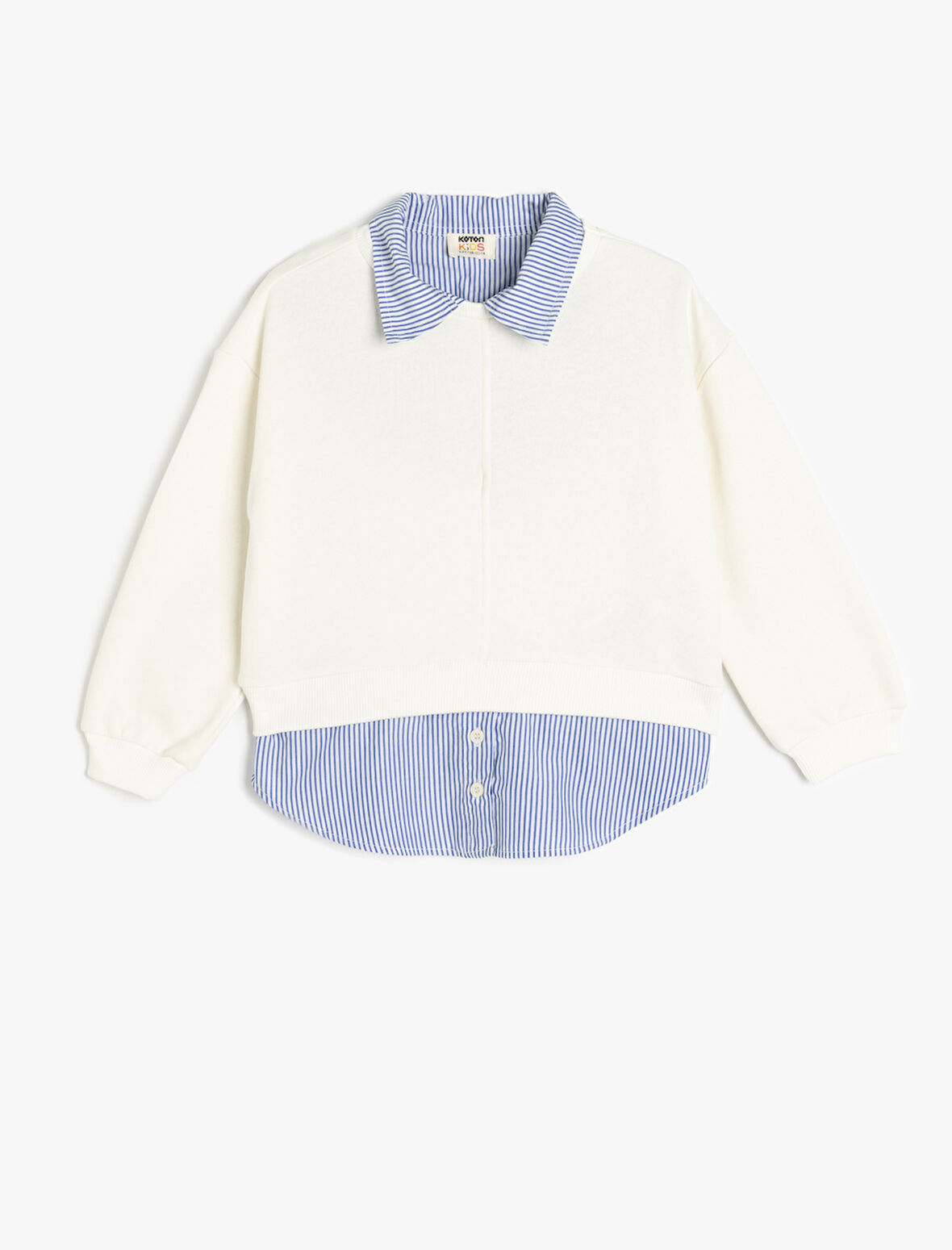 Gömlek Detaylı Uzun Kollu Oversize Sweatshirt