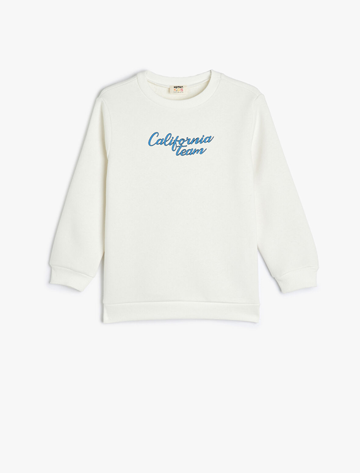 Uzun Kollu Bisiklet Yaka Baskılı Şardonlu Pamuklu Sweatshirt