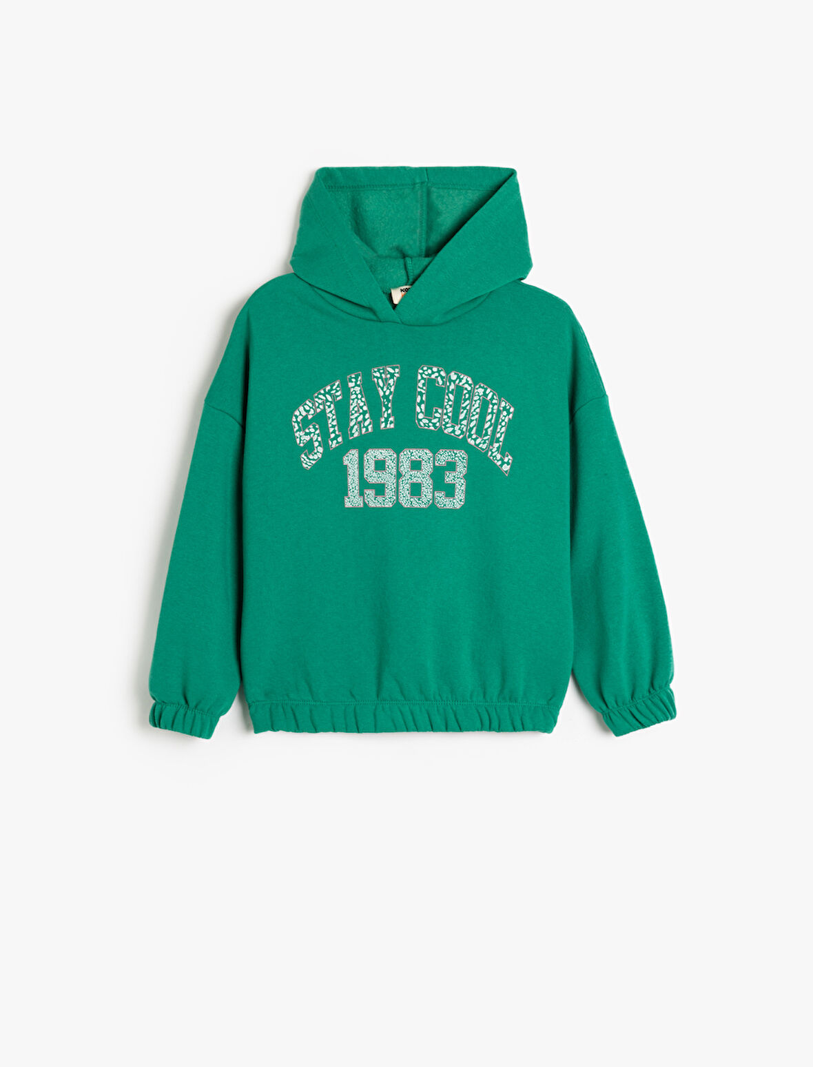 Slogan Baskılı Uzun Kollu Kapşonlu Sweatshirt