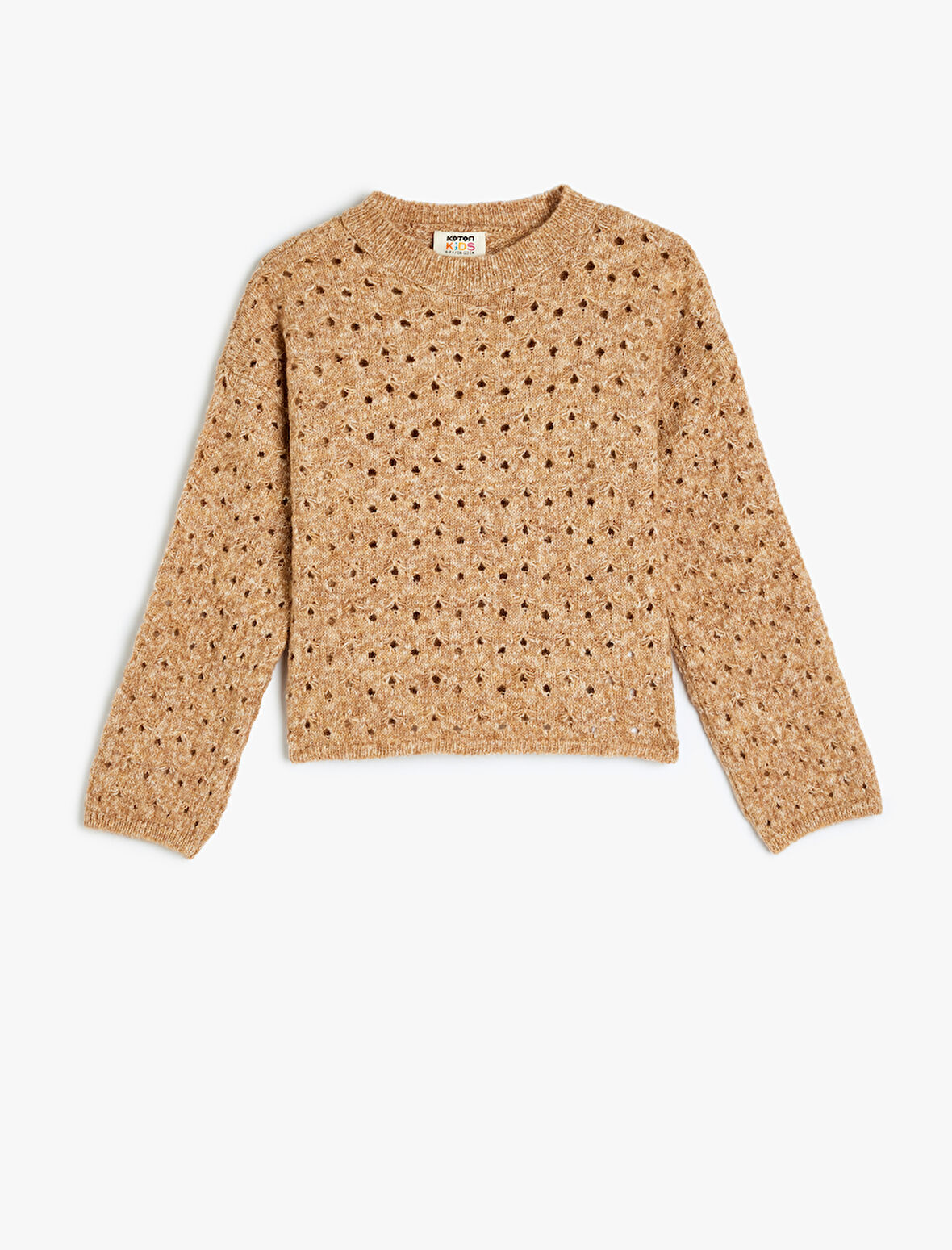 Uzun Kollu Bisiklet Yaka Ajurlu Triko Kazak