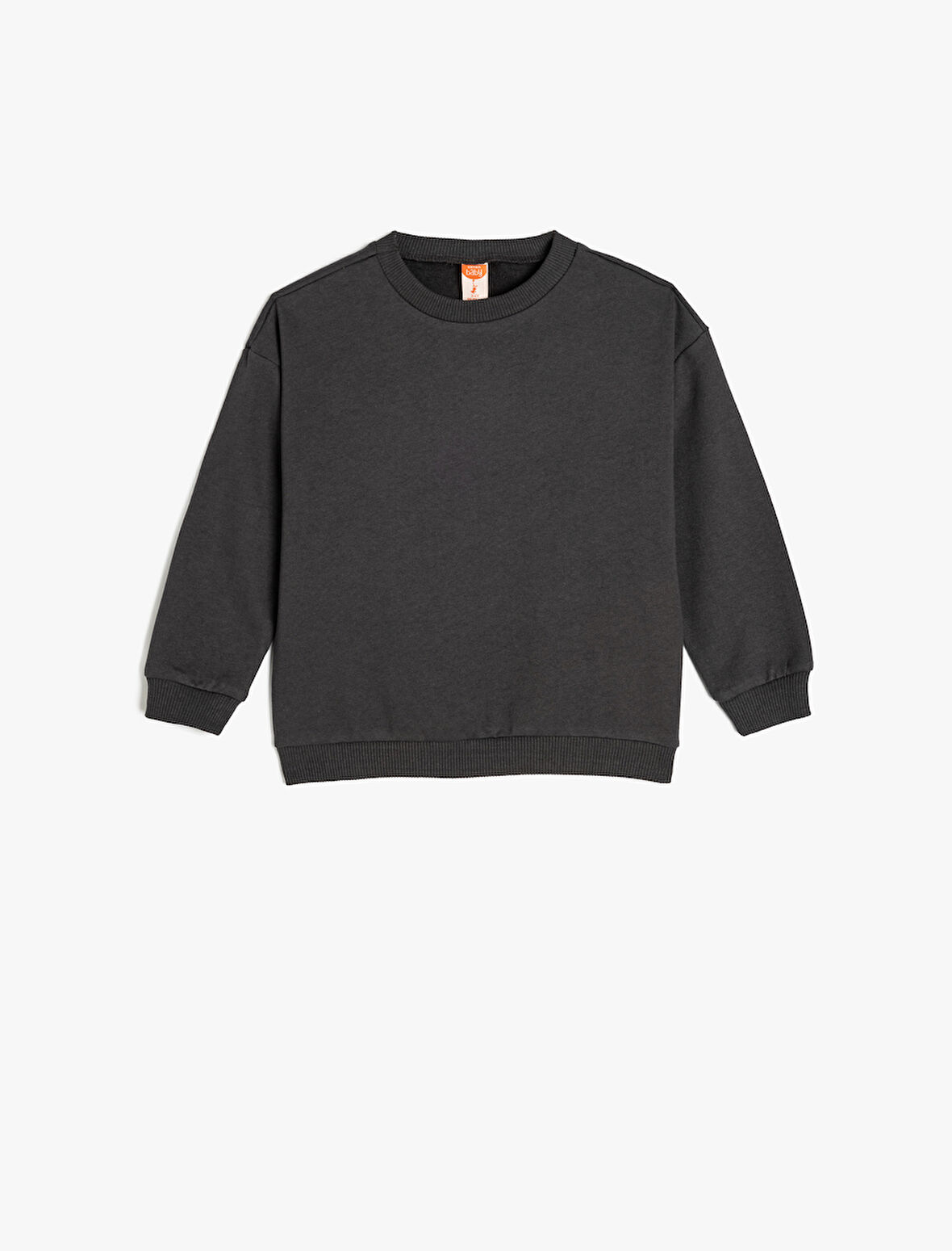 Pamuklu Uzun Kollu Bisiklet Yaka Şardonlu Basic Sweatshirt