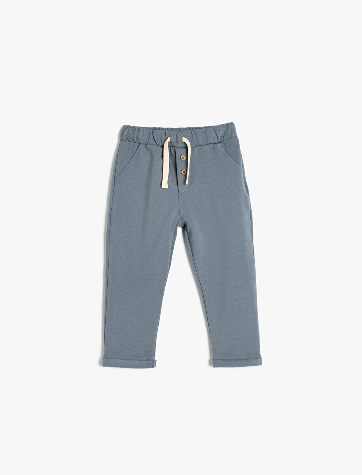 Düğme Detaylı Beli Bağlamalı Şardonlu Jogger Pamuklu Eşofman Altı 