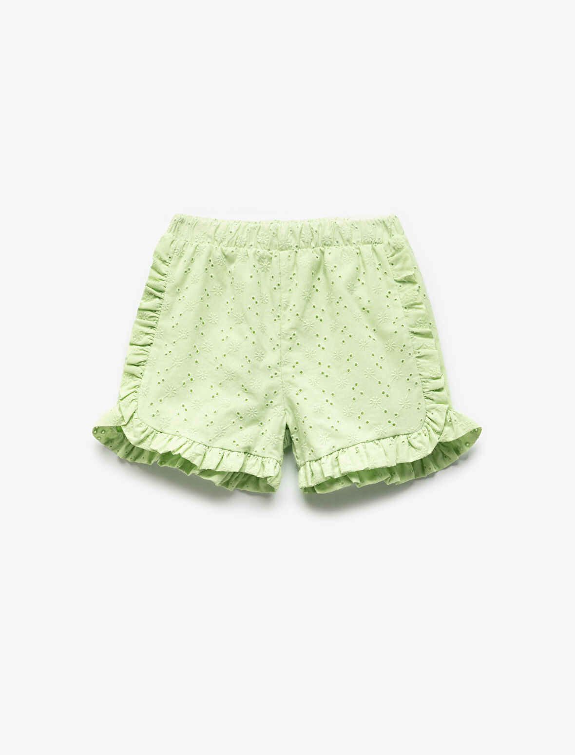 Fırfır Detaylı Fistolu Pamuklu Şort