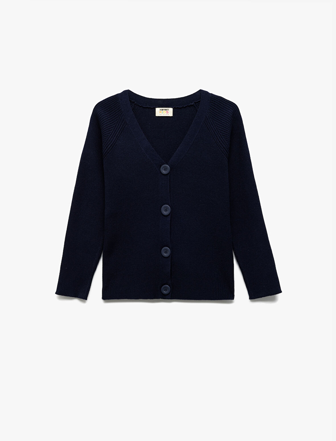 V Yaka Uzun Kollu Düğmeli Triko Hırka