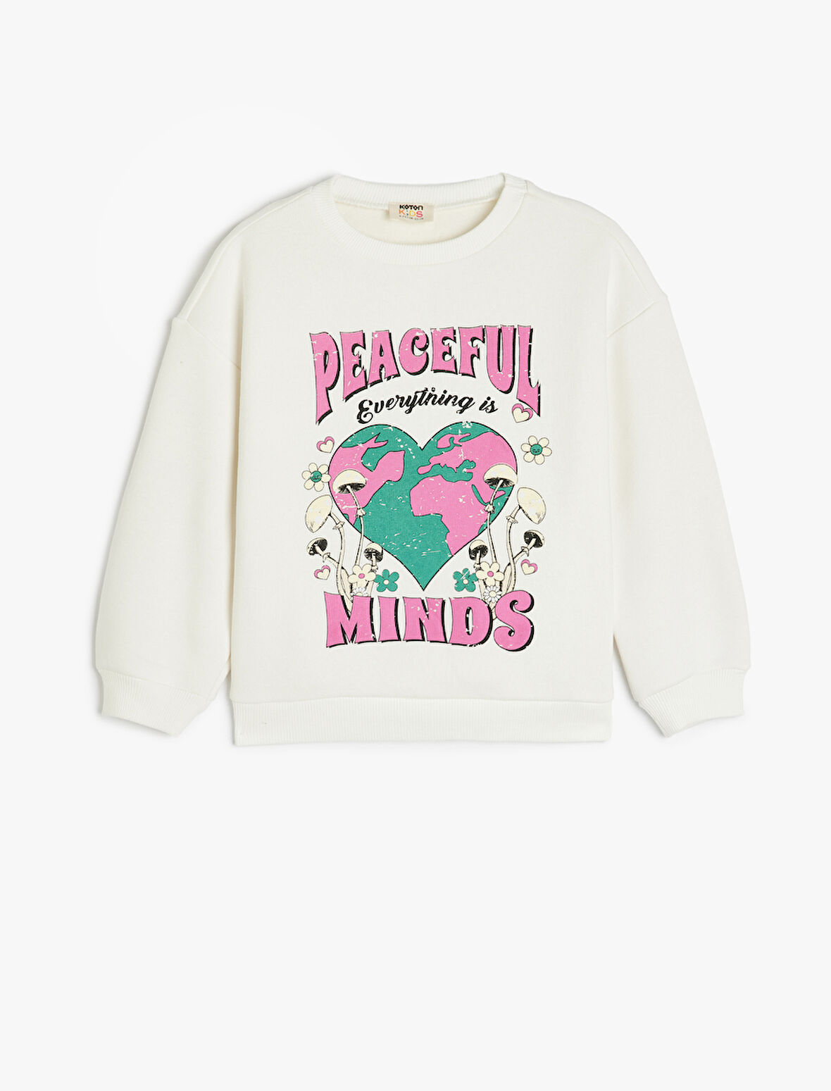 Slogan Baskılı Uzun Kollu Bisiklet Yaka Sweatshirt