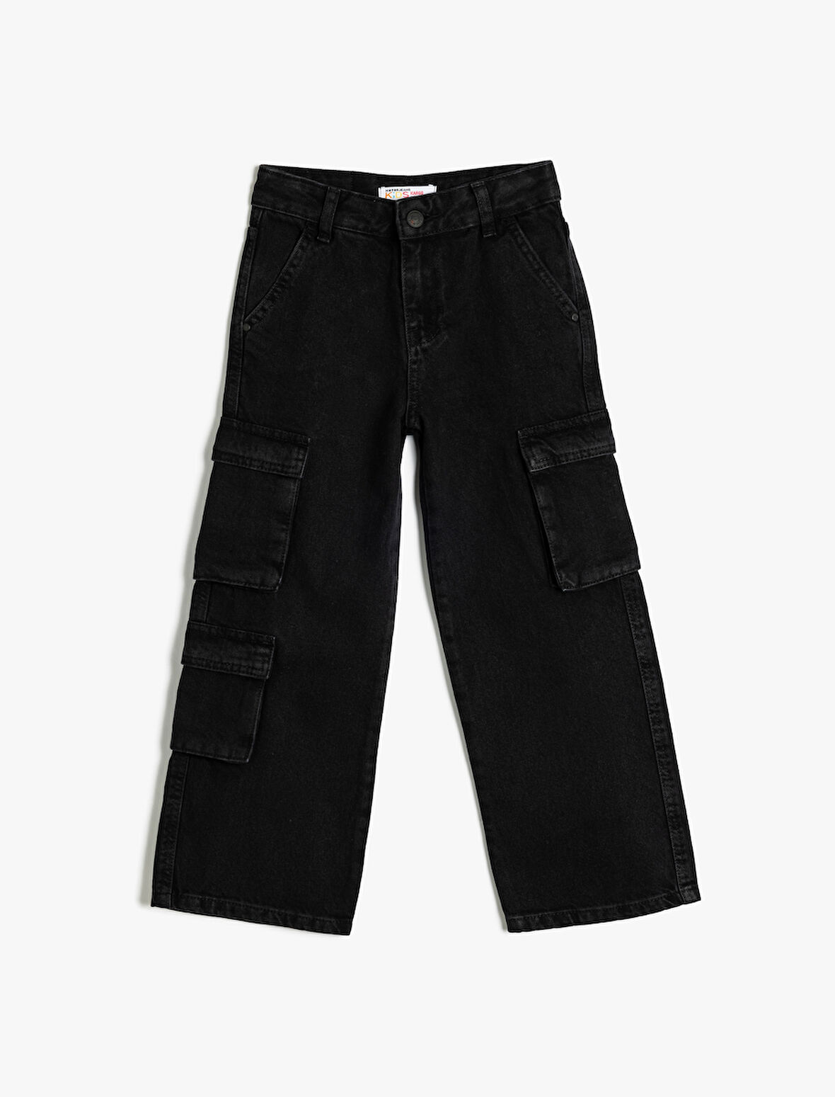 Kargo Cepli Pamuklu Bol Paça Denim Pantolon 