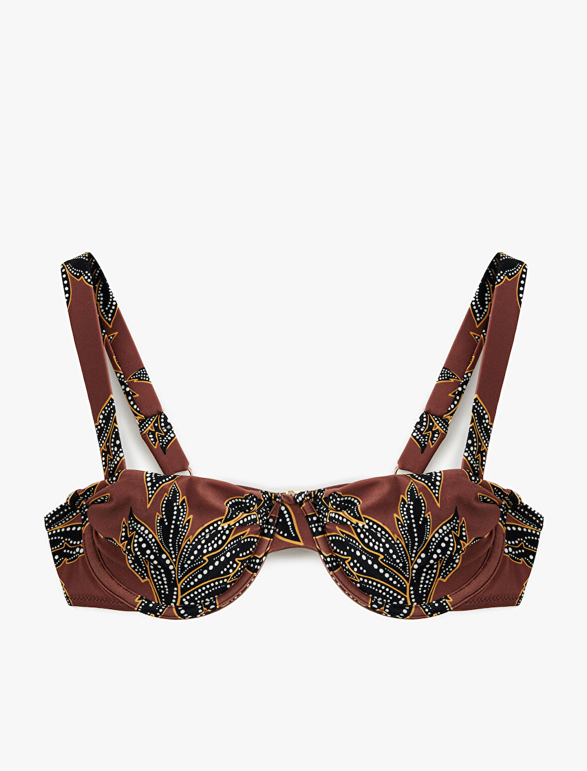 Astarlı Çiçek Desenli Balenli Bikini Üstü