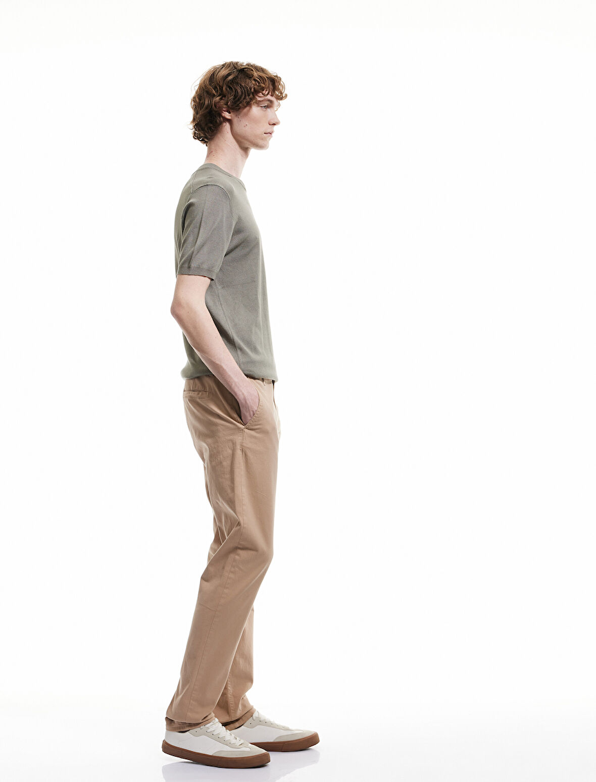 Pamuklu Düğmeli Chino Cep Detaylı Slim Fit Pantolon