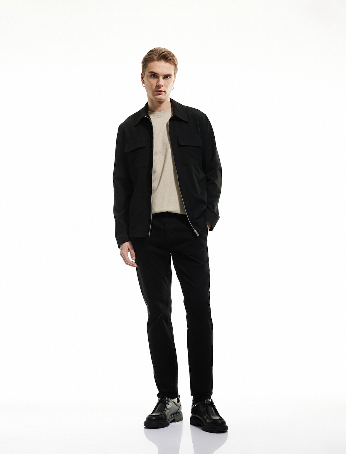 Pamuklu Düğmeli Chino Cep Detaylı Slim Fit Pantolon