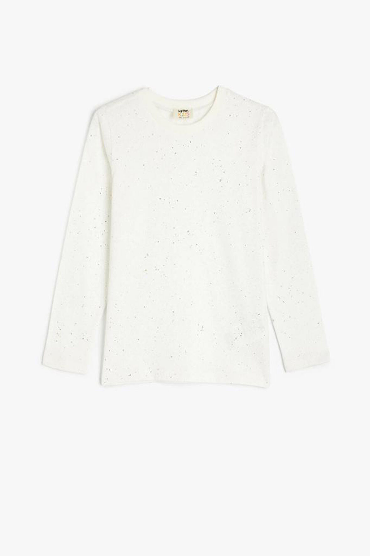 Koton Kız Çocuk Sim Detaylı Pamuklu Uzun Kollu Bisiklet Yaka Basic Tişört