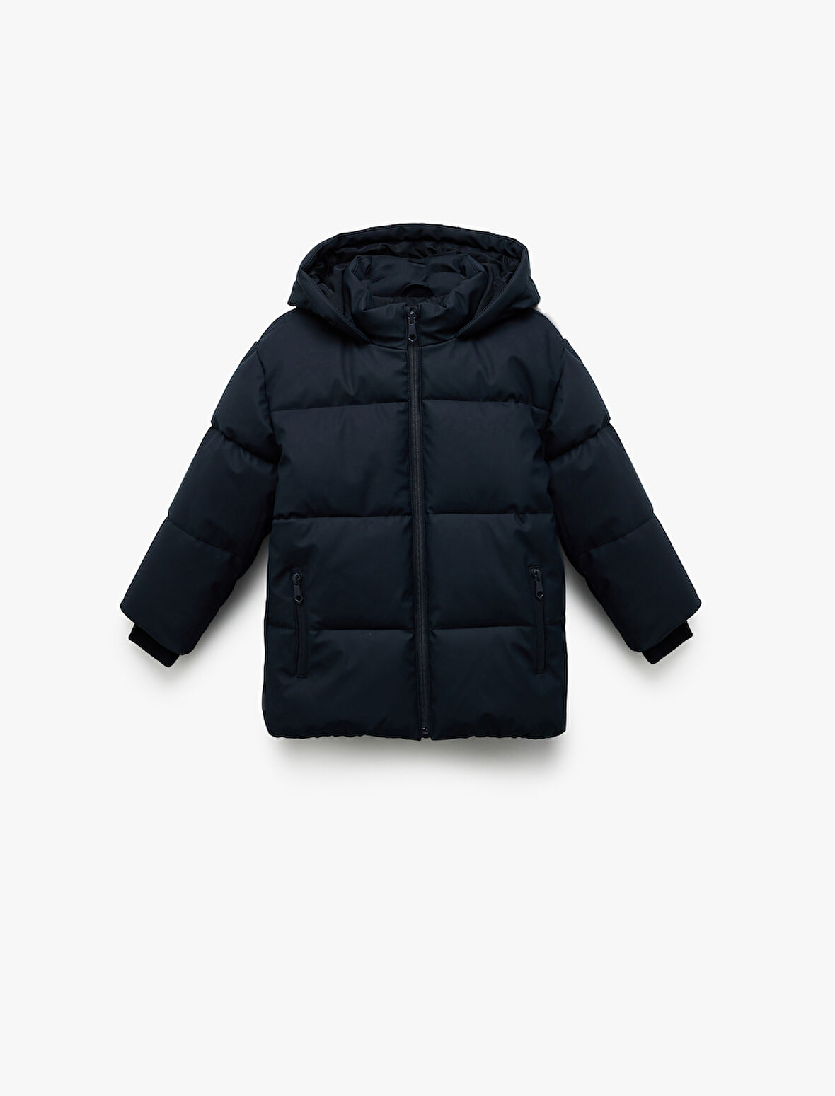 Fermuarlı Kapüşonlu Cep Detaylı Şişme Mont