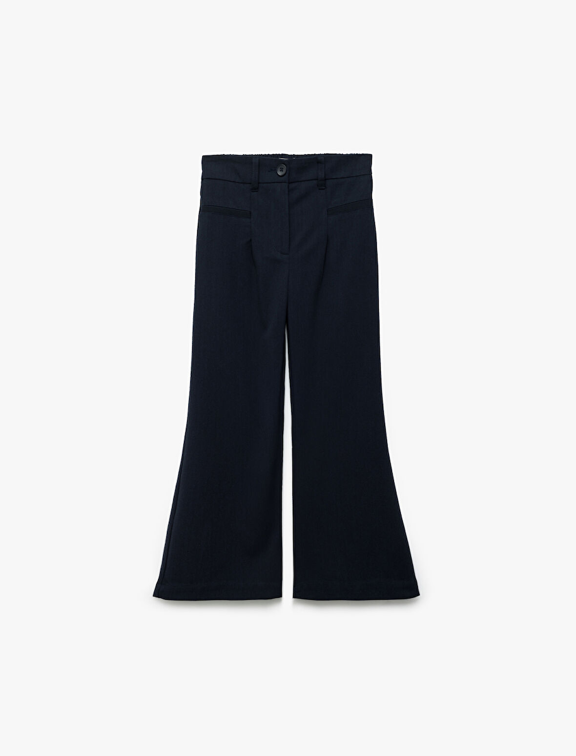 Pileli Viskon Karışımlı Geniş Paça Pantolon