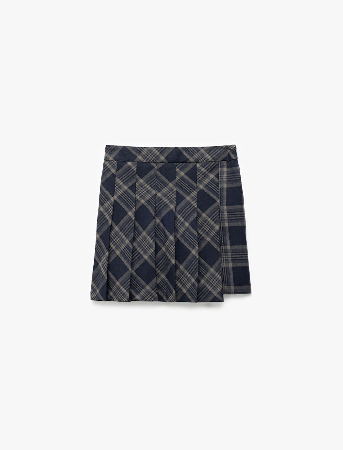 Viskon Karışımlı Ekoseli Pileli Etek