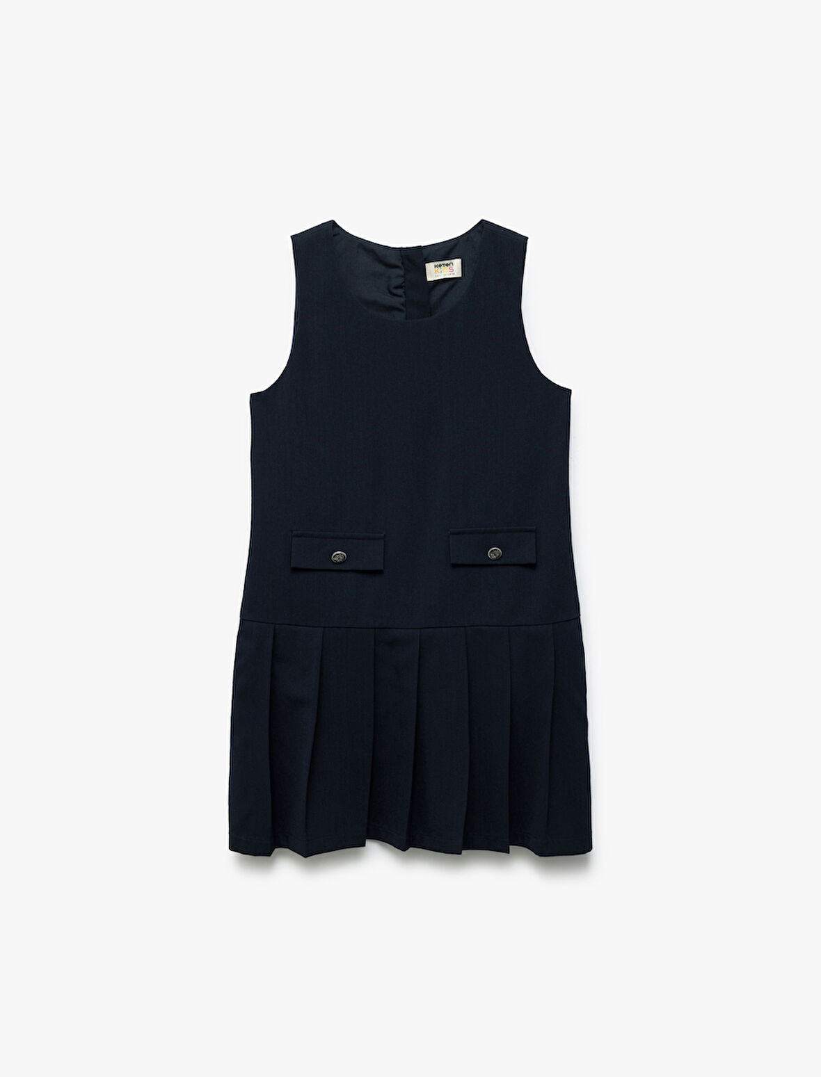 Bisiklet Yaka Kolsuz Viskon Karışımlı Jile Okul Elbisesi