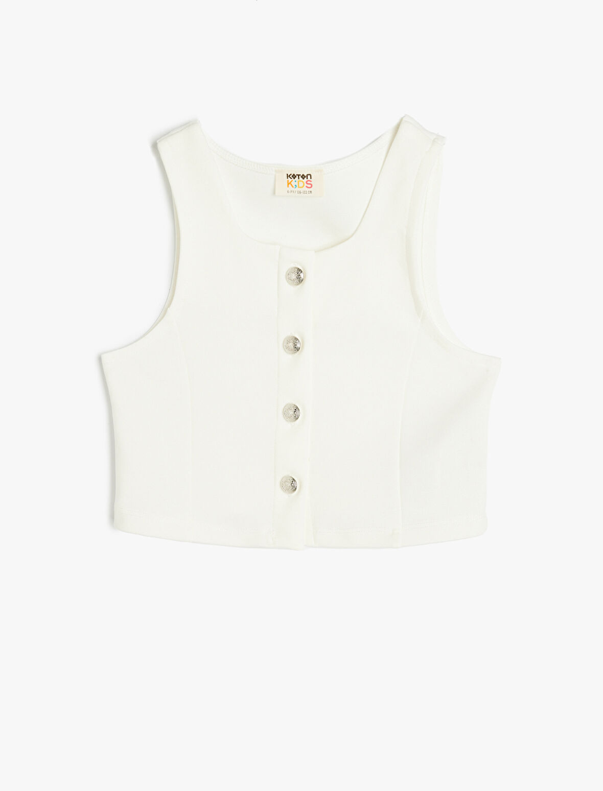 Viskon Karışımlı Düğmeli Yuvarlak Yaka Askılı Bluz