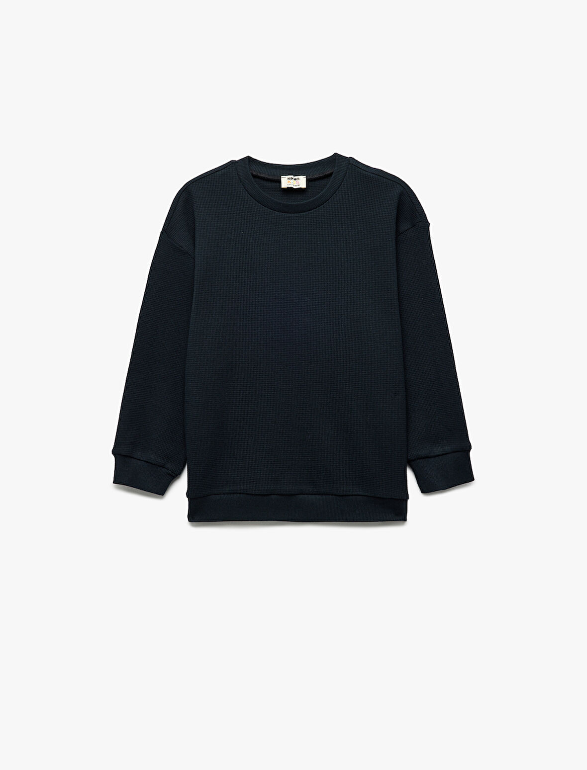 Pamuklu Uzun Kollu Bisiklet Yaka Oversize Basic Okul Sweatshirt