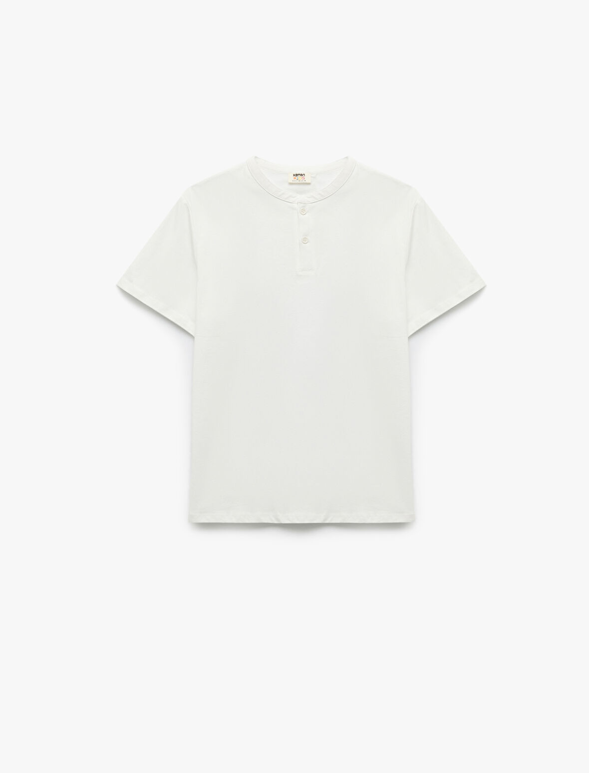 Pamuklu Kısa Kollu Bisiklet Yaka Düğmeli Basic Tişört