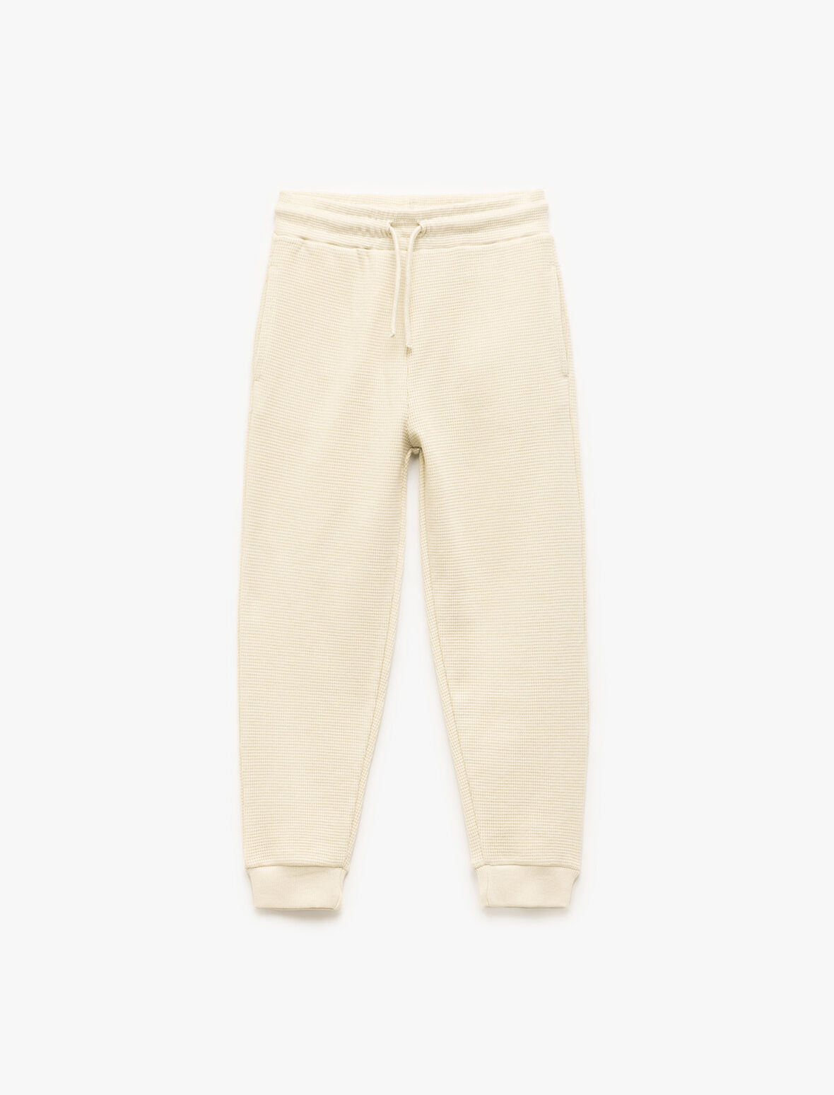 Pamuklu Beli Bağcıklı Dokulu Basic Jogger Eşofman Altı