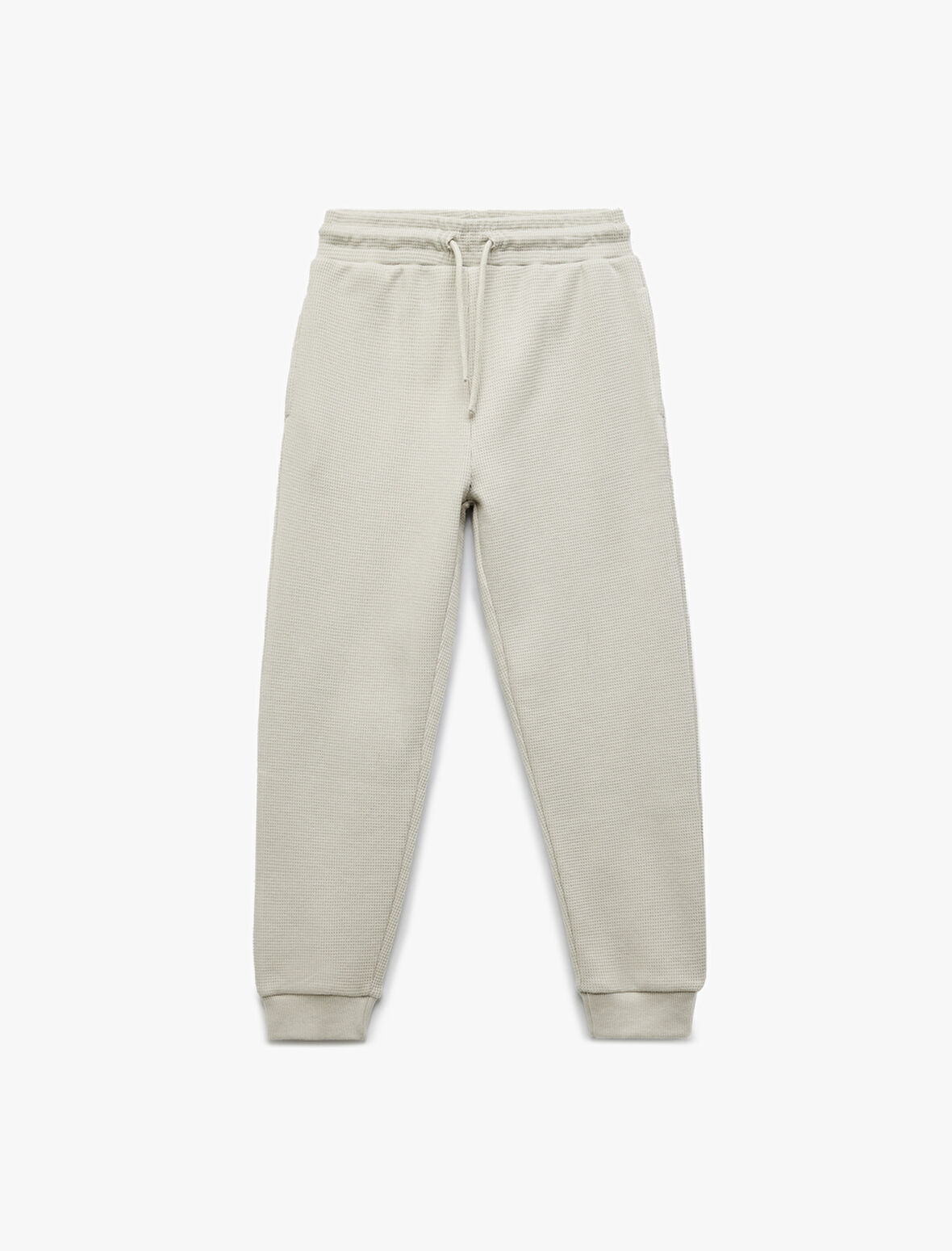 Pamuklu Beli Bağcıklı Dokulu Basic Jogger Eşofman Altı