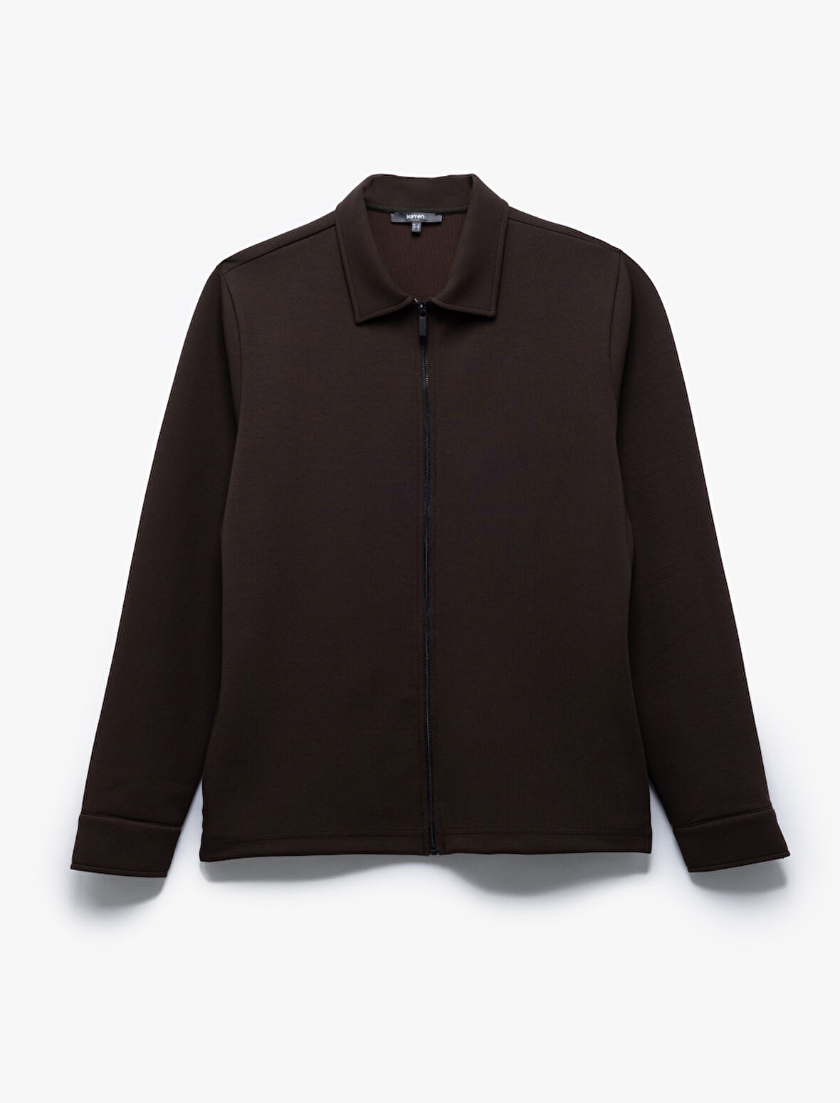 Uzun Kollu Pamuk Karışımlı Fermuarlı Sweatshirt