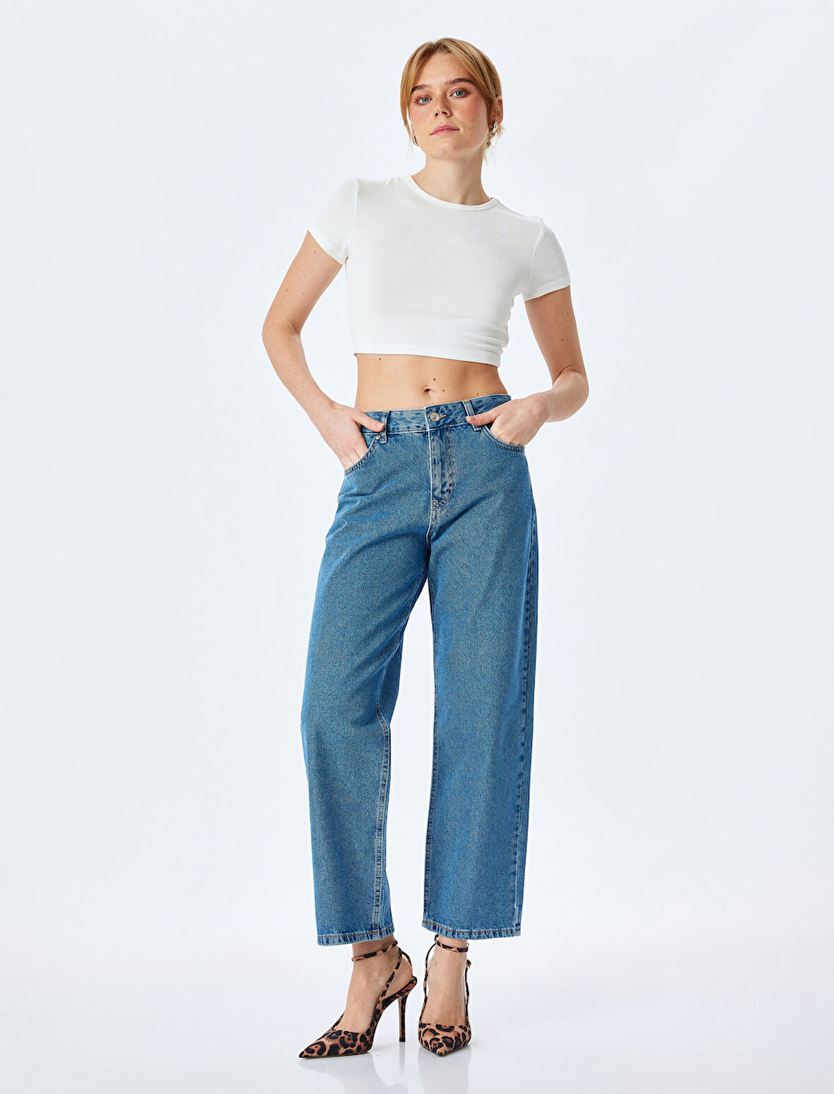 Straight Fit Düz Paça Cepli Denim Pantolon - Straight Fit Jeans