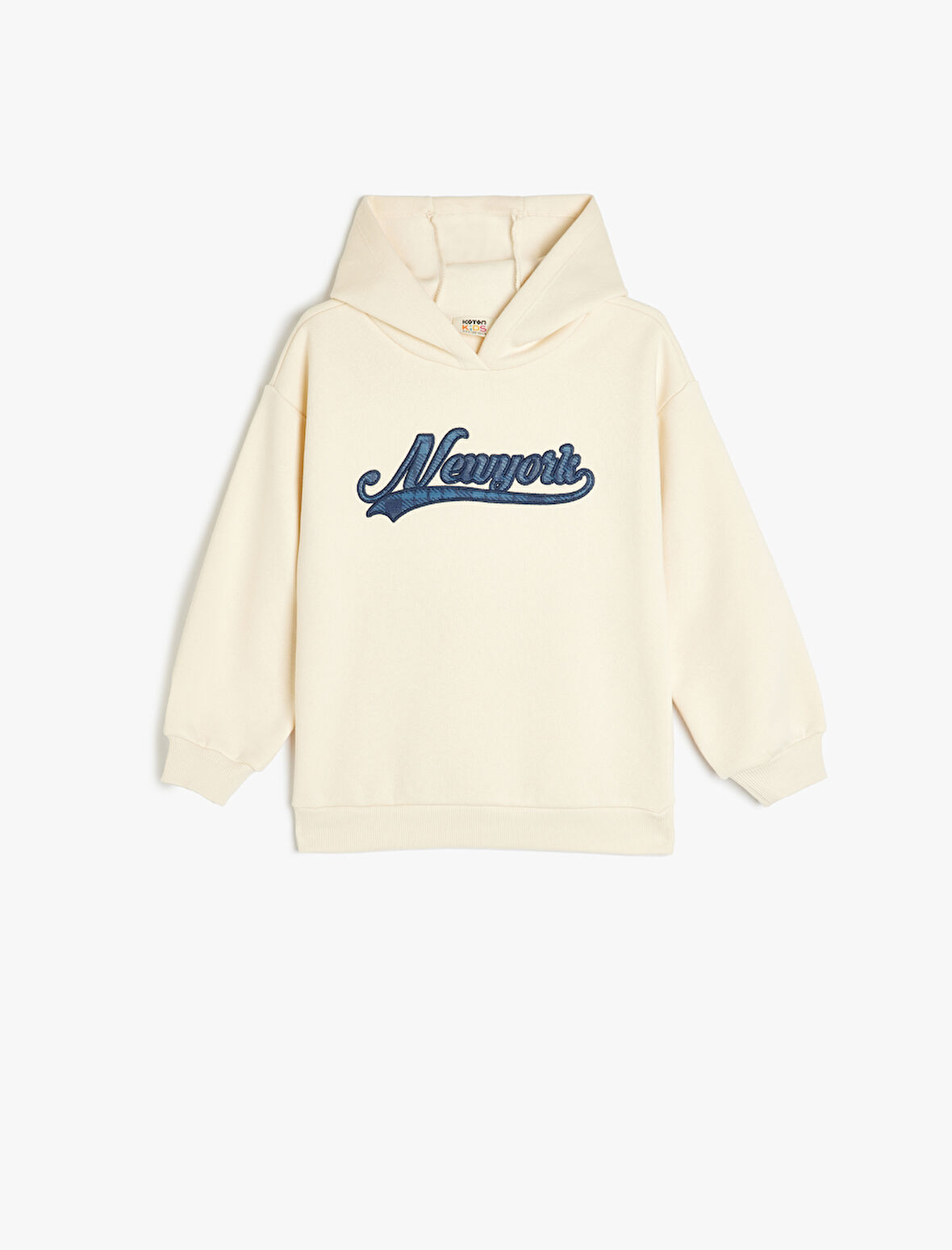 New York Nakış Detaylı Uzun Kollu Kapüşonlu Sweatshirt