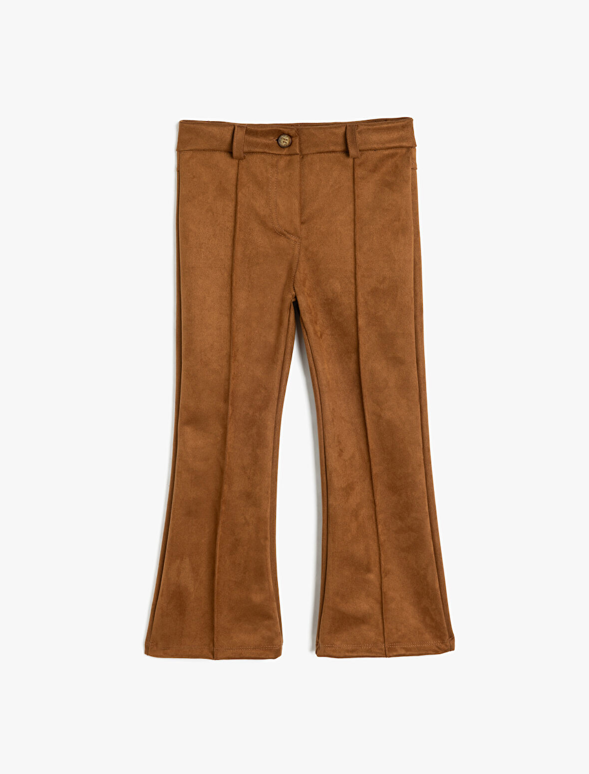 İspanyol Paça Fermuar Detaylı Suni Süet Pantolon