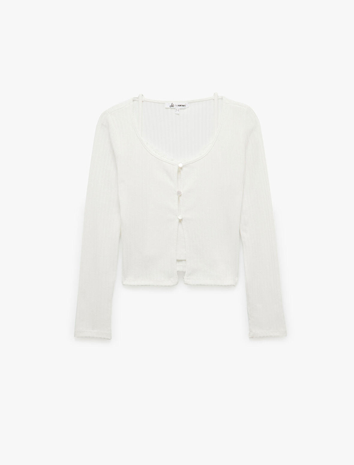Düğme Detaylı Uzun Kollu Slim Fit Tişört