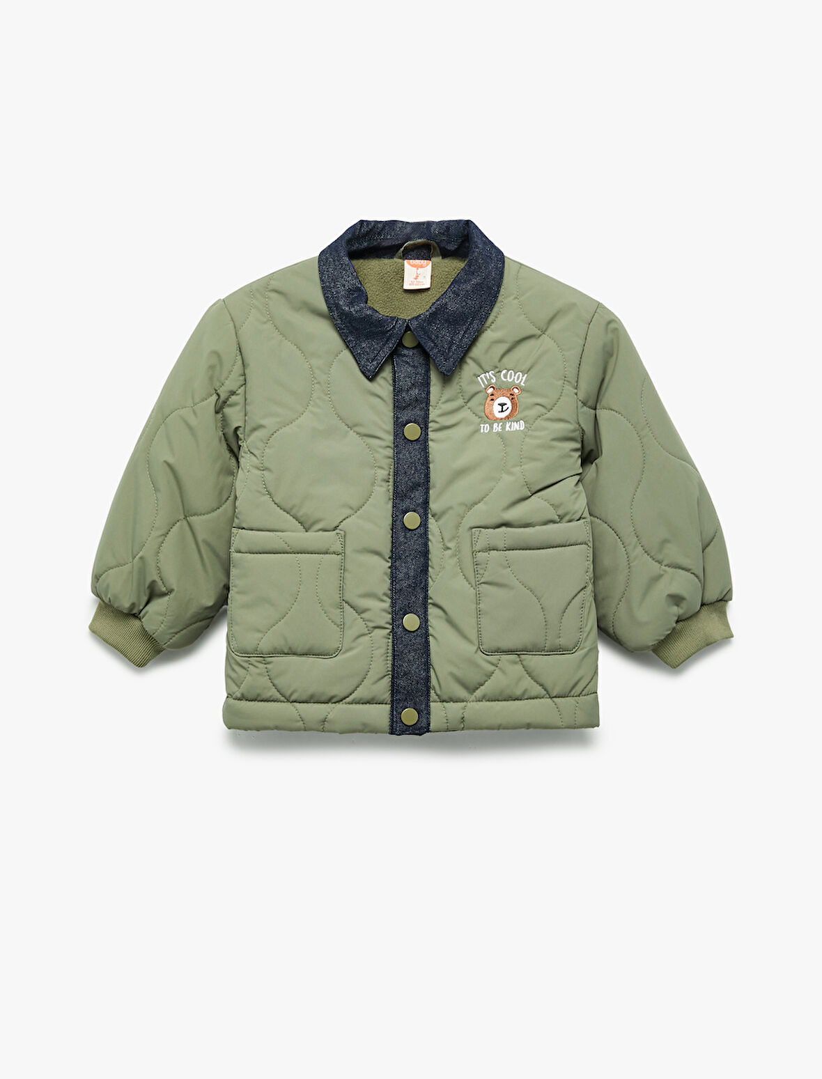 Uzun Kollu Gömlek Yaka Çift Cepli Kapitone Ceket