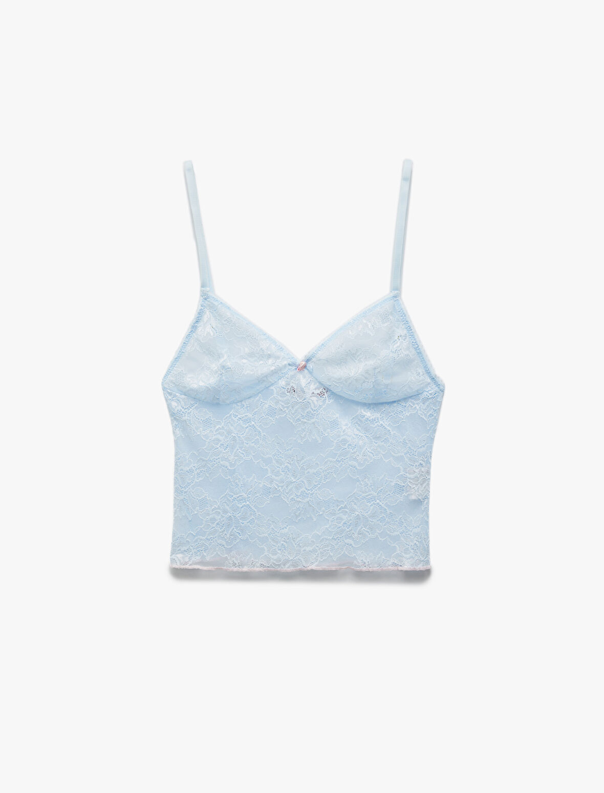 Kalp Yaka İnce Askılı Dantelli Pijama Üstü