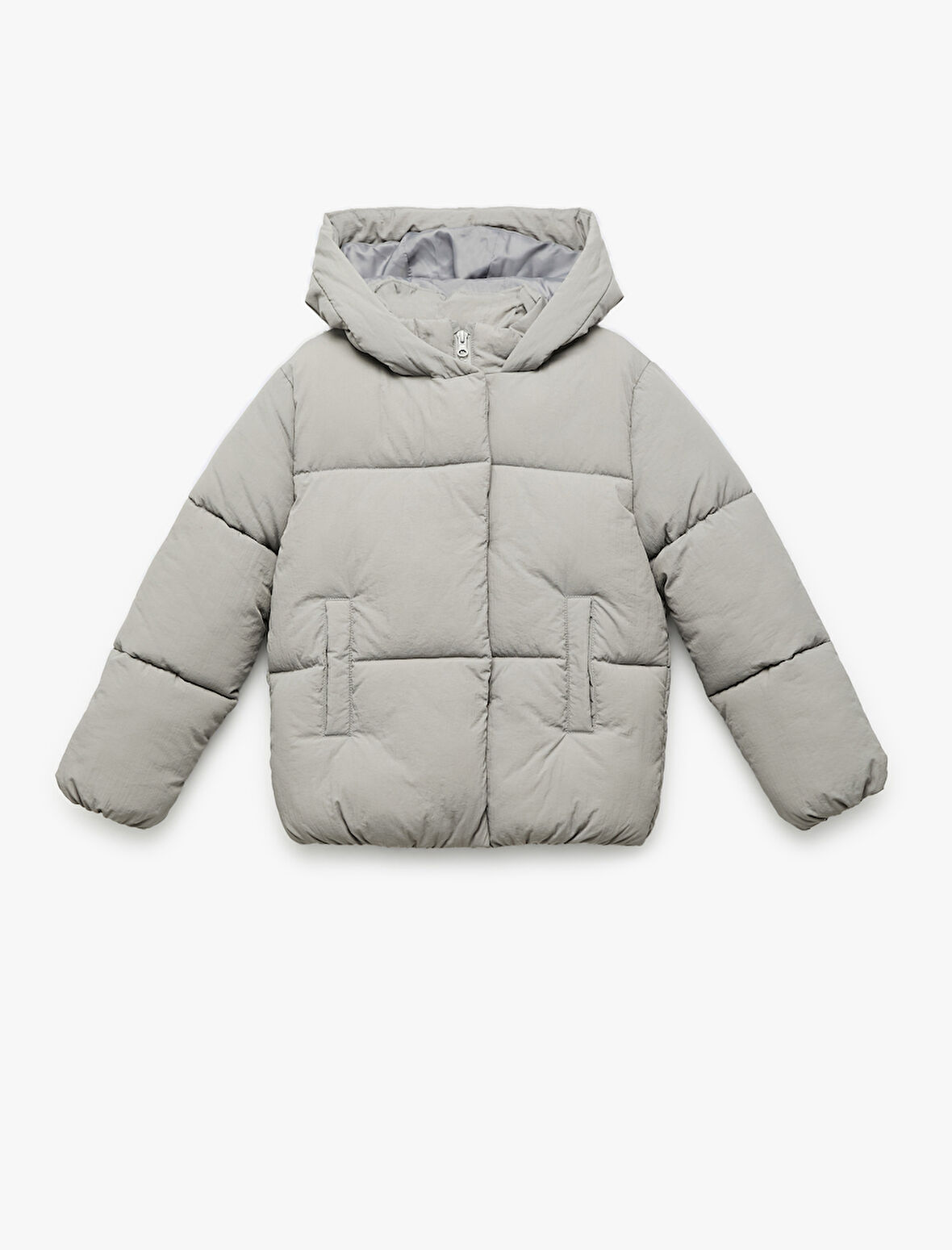 Uzun Kollu Kapşonlu Şişme Mont