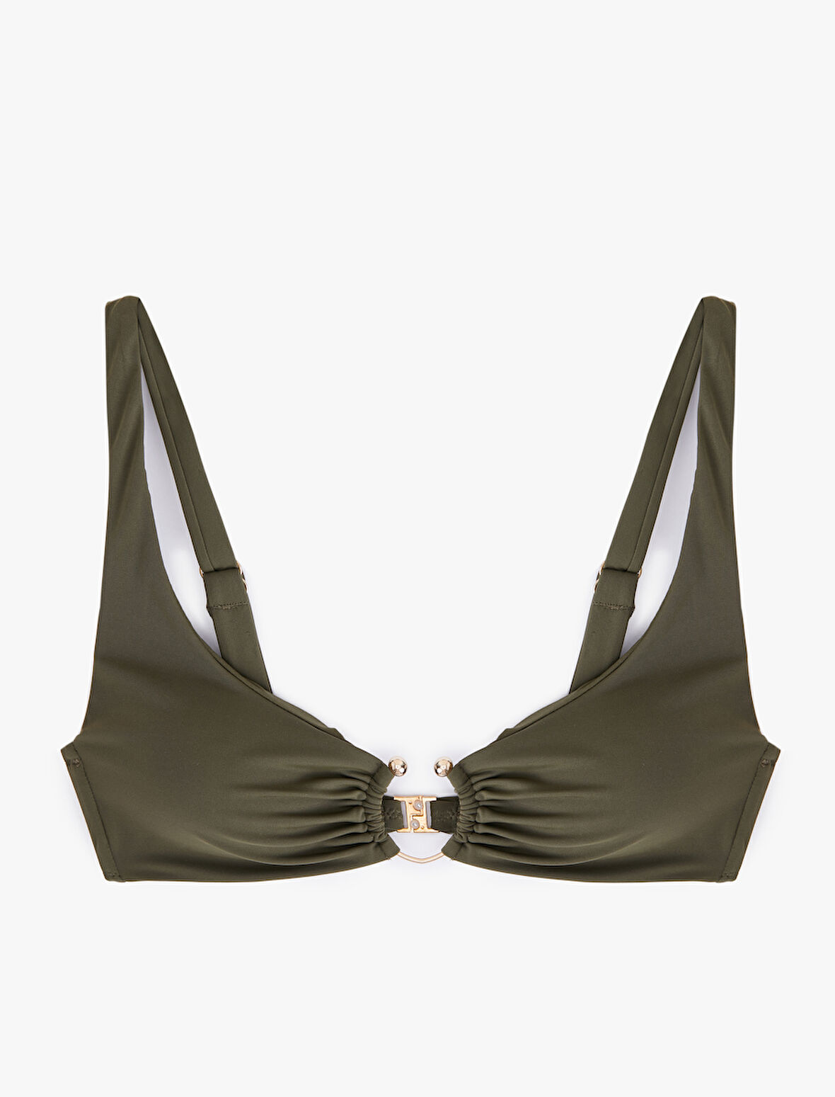 Astarlı Hafif Destekli Metal Aksesuarlı Bikini Üstü