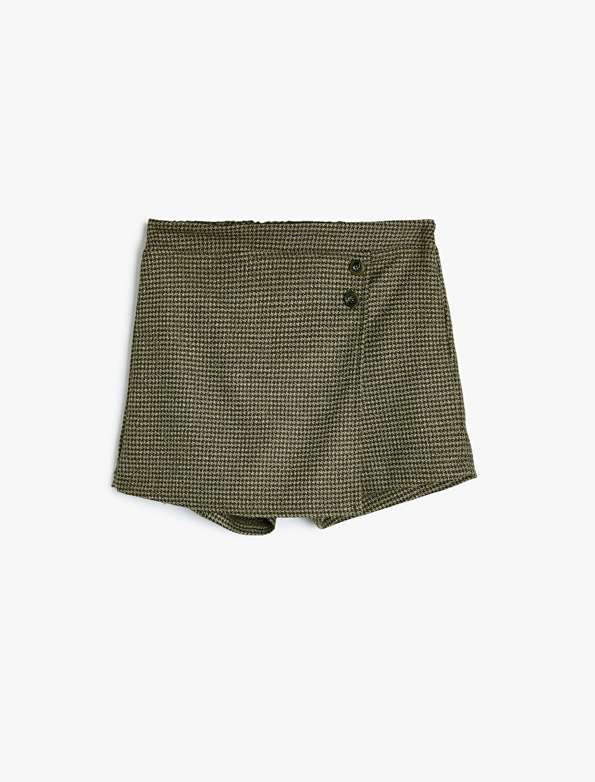 Düğme Detaylı Ekoseli Kruvaze Şort Etek